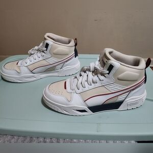 Puma RBD White and Red High-Top Sneakers Mens 10